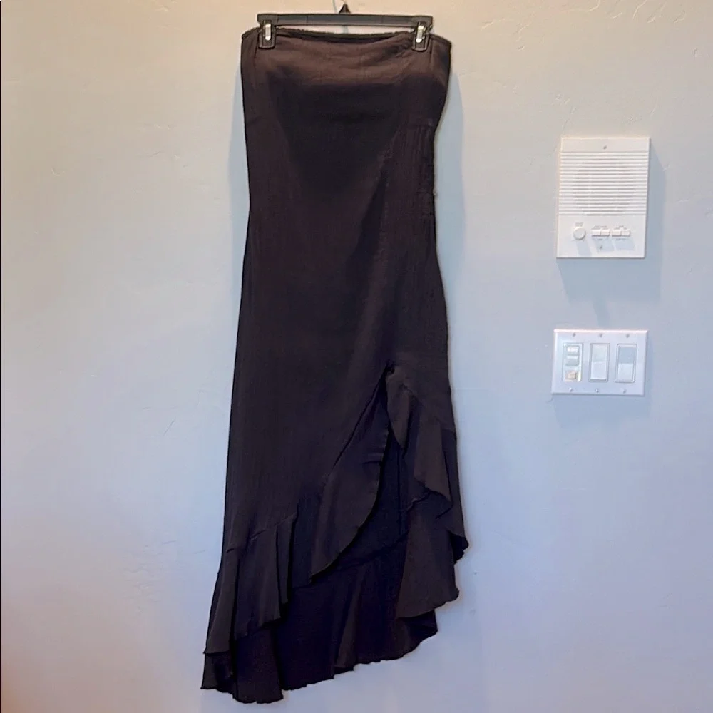 Free People Black Asymmetrical Ruffle High-Low Dress